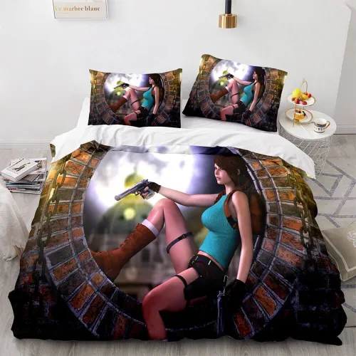Game Tomb Raider Cosplay 3 Piece Bedding Sets Duvet Covers Bed Sheets