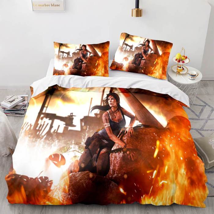 Tomb Raider Cosplay Comforter Bedding Sets Duvet Covers Bed Sheets