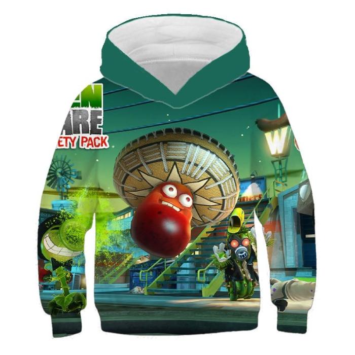 Plant Zombie 3D Printing Boys And Girls Sweatshirt, Custom Fashion, Leisure, Personality. Cartoon Children'S Hoodie
