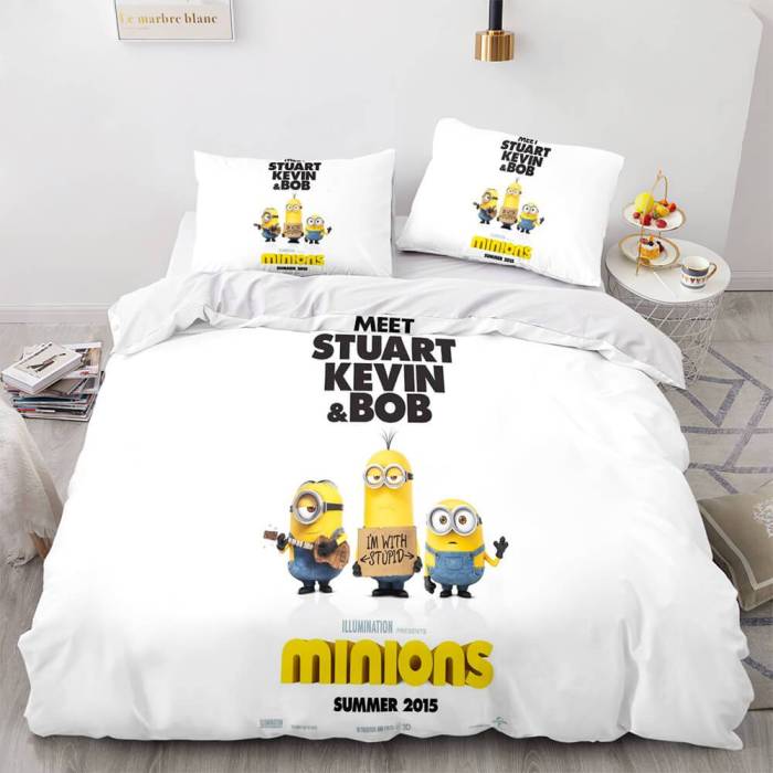 Minions Cosplay Bedding Set Duvet Cover Comforter Bed Sheets