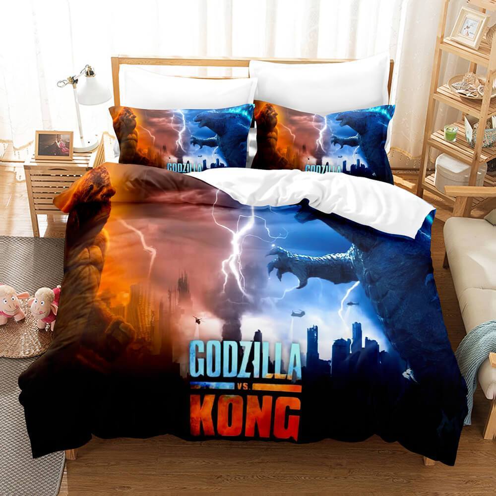US 29.88 King Kong Vs Godzilla Comforter Bedding Set Duvet Covers