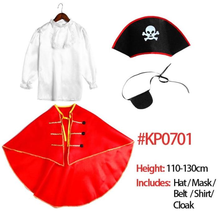 Pirates Costume Children'S Day Kids Boys Pirate Halloween Cosplay Set Birthday Party Cloak Outfit Pirate Christmas Theme