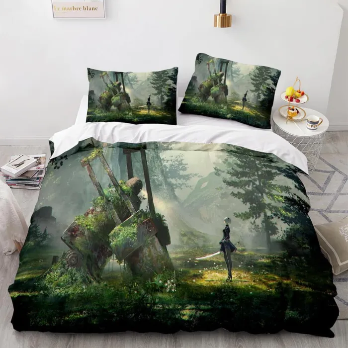 Nier Automata Cosplay 3 Piece Bedding Set Duvet Covers Bed Sheets