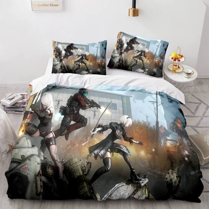Game Nier Automata Cosplay 3 Piece Bedding Set Duvet Covers Bed Sheets