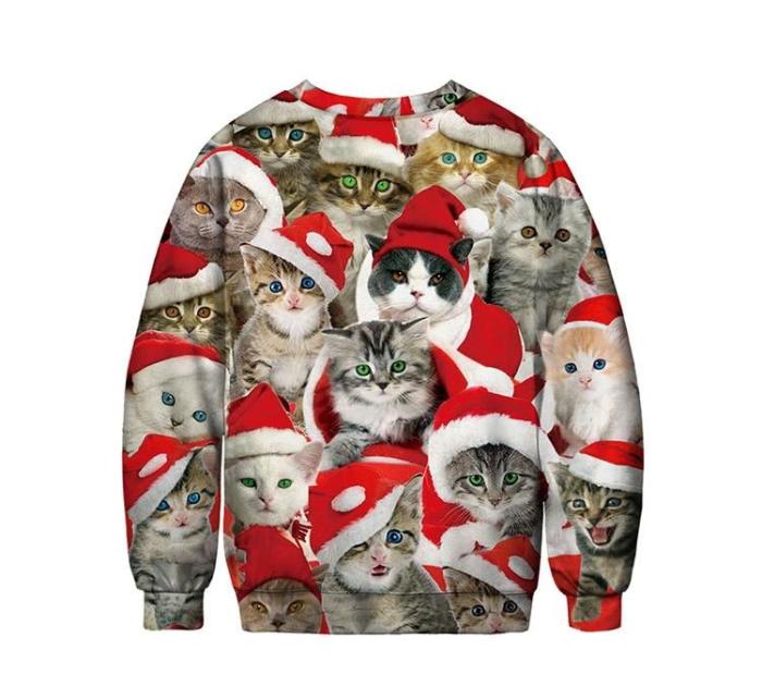Ugly Christmas Sweaters Jumpers Tops Men Women Holiday Party  Crewneck Long Sleeve Funny Dog Print 3D Hoodie Sweatshirt