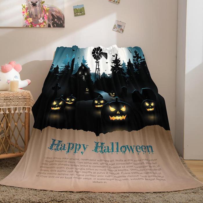 Halloween Castle Flannel Fleece Throw Cosplay Blanket Comforter Sets