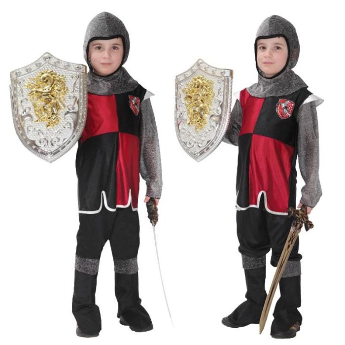 Halloween Medieval Roman Royal Knight Warrior With Cloak Cosplay Costume For Boy Girls Carnival European Soldier Hat