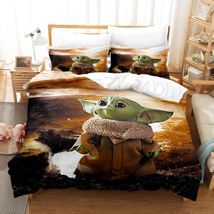 Star Wars Yoda Baby Cosplay Bedding Set Duvet Cover Comforter Bed Sheets