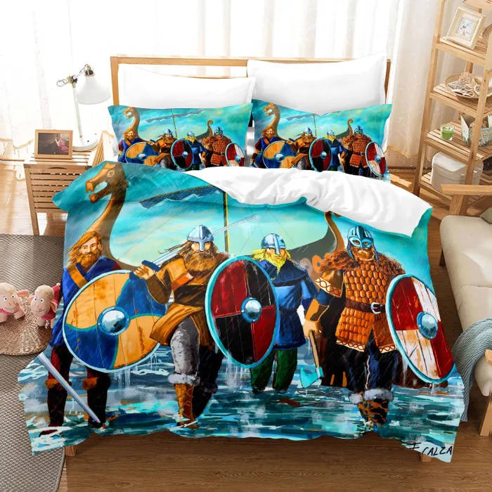 Viking Cosplay Bedding Set Duvet Cover Comforter Bed Sheets