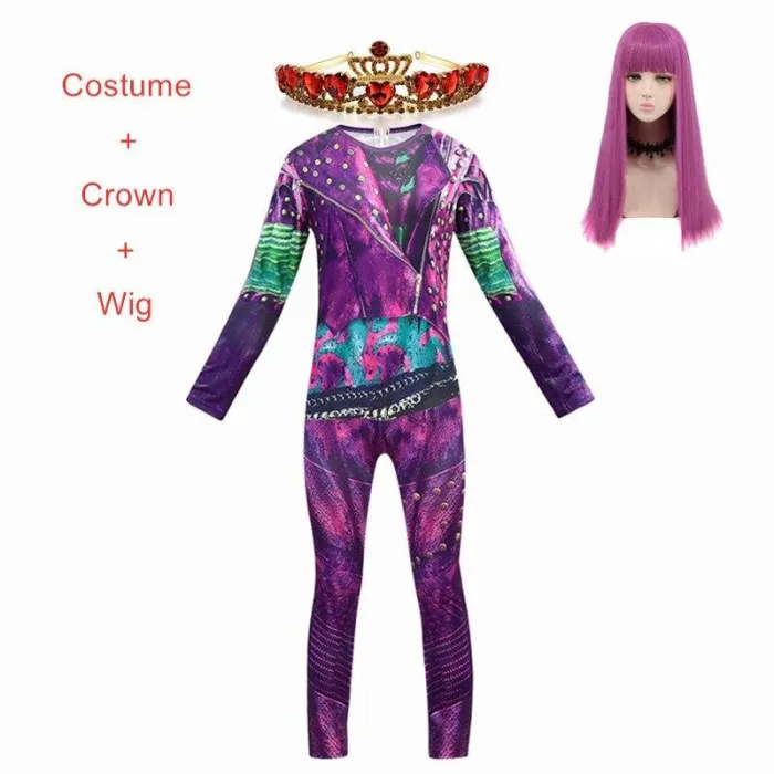 Pink  Costumes Girl Halloween Costumes For Girls Fantasia Party Costume Descendants 3 Mal Cosplay Clothes Set 5-14 Year