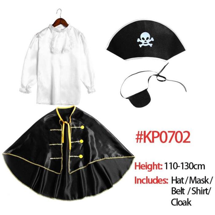 Pirates Costume Children'S Day Kids Boys Pirate Halloween Cosplay Set Birthday Party Cloak Outfit Pirate Christmas Theme
