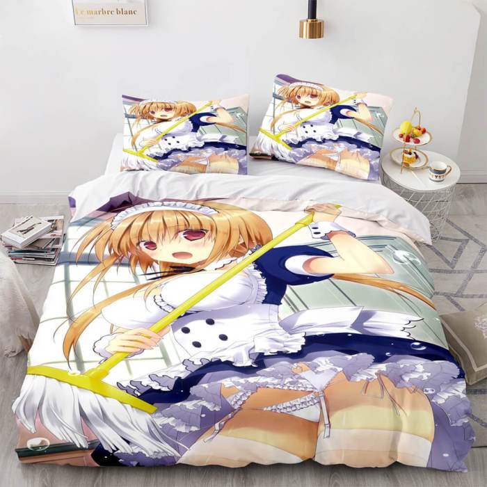 Japan Maid Cute Loli Cosplay Bedding Set Quilt Duvet Covers Bed Sheets