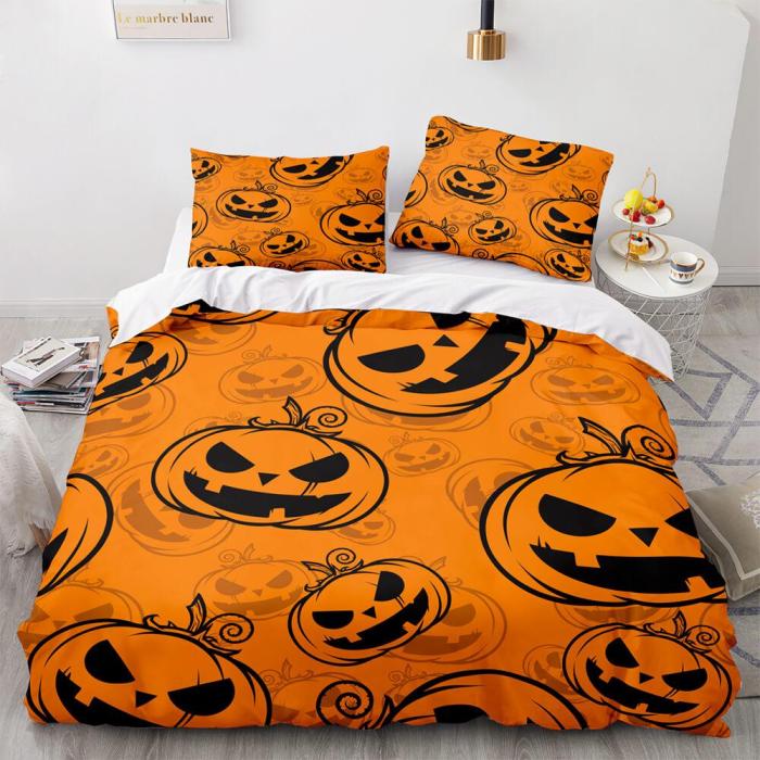 Halloween Pumpkin Cosplay Bedding Set Duvet Cover Comforter Bed Sheets