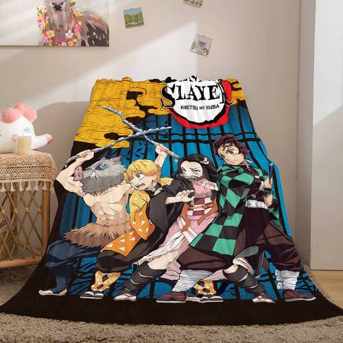 Anime Demon Slayer Cosplay Flannel Fleece Throw Blanket Comforter Sets
