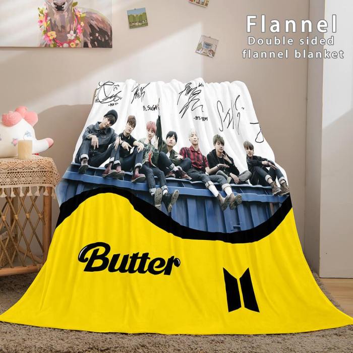 Bts Butter Cosplay Flannel Blanket Throw Comforter Bedding Sets