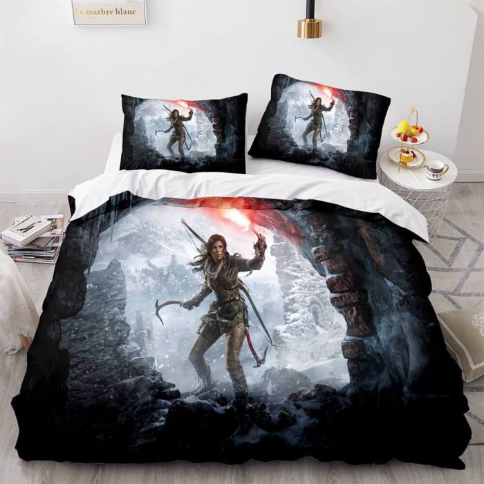 Game Tomb Raider Cosplay 3 Piece Bedding Sets Duvet Covers Bed Sheets