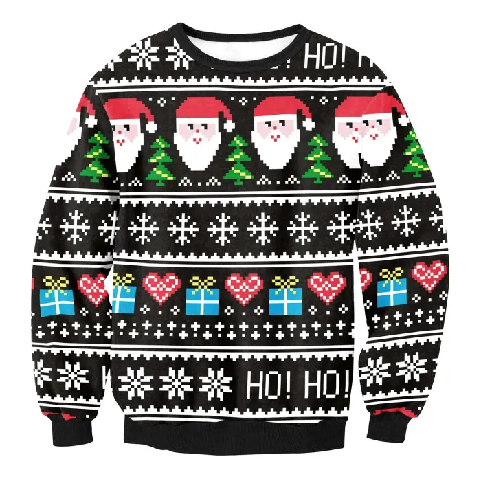 Ugly Christmas Sweater Unisex Men Women Long Sleeve O-Neck Loose Pullover Tops Xmas Casual Funny Print Sweatshits
