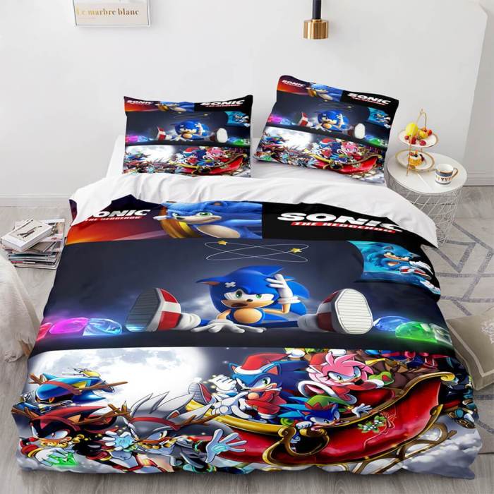 Sonic The Hedgehog Cosplay 3 Piece Bedding Set Duvet Covers Bed Sheets