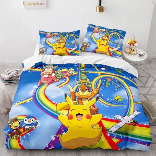 Pikachu Cosplay Bedding Set Full Duvet Covers Comforter Bed Sheets