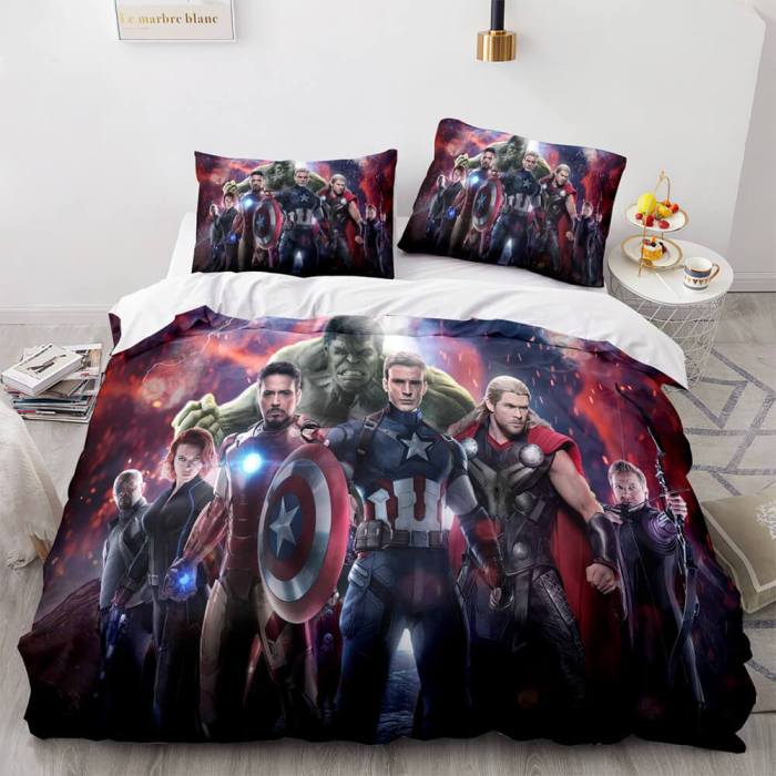 Avengers Cosplay Bedding Set Duvet Cover Comforter Bed Sheets