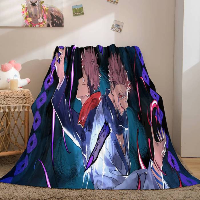 Jujutsu Kaisen Flannel Caroset Throw Cosplay Blanket Comforter Set