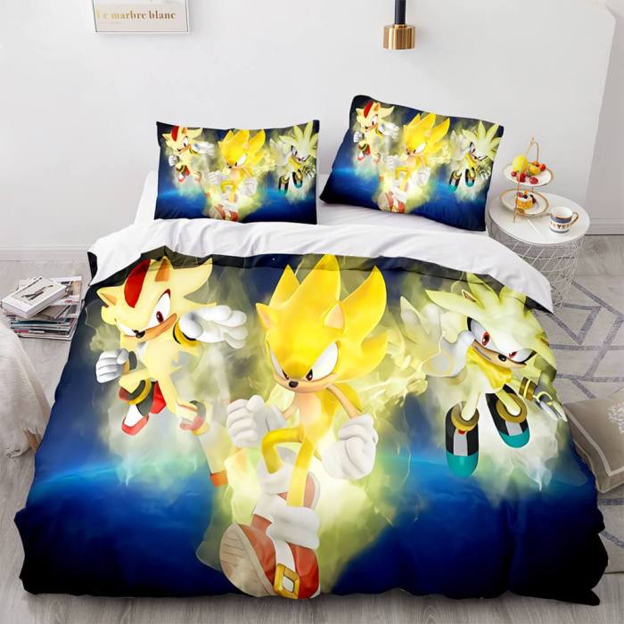 Sonic The Hedgehog Comforter Bedding Set Duvet Covers Bed Sheets