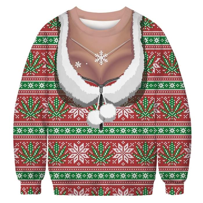 Fashion Ugly Christmas Sweater Movie Cartoon Characters 3D Printing Round Neck Sweater Couple Long Sleeve Pullover Sweater