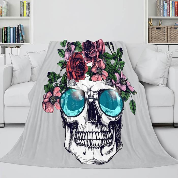 Halloween Decoration Skeleton Skull Bed Blanket Flannel Blanket Sets