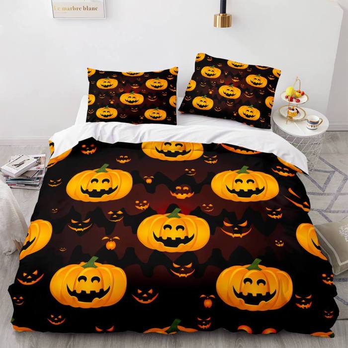 Halloween Pumpkin Cosplay Bedding Set Duvet Cover Comforter Bed Sheets