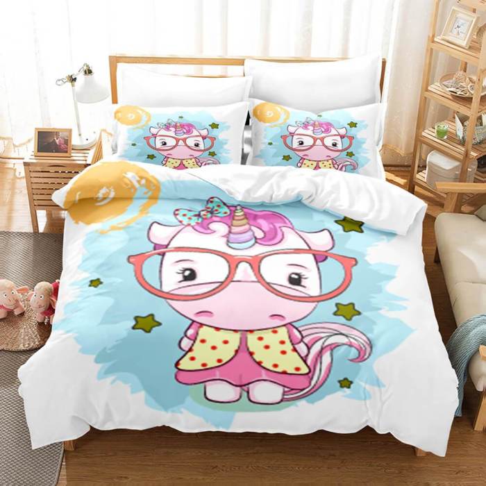 Girls Unicorn Bedding Sets Cosplay Duvet Covers Comforter Bed Sheets