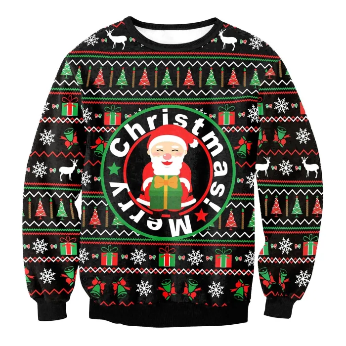 Ugly Christmas Sweater Unisex Men Women Long Sleeve O-Neck Loose Pullover Tops Xmas Casual Funny Print Sweatshits