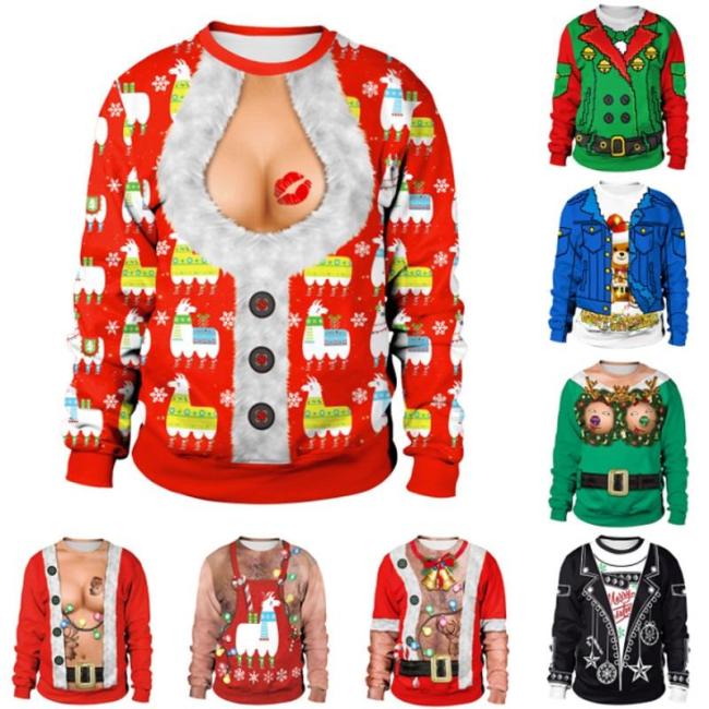 Ugly Christmas Sweater  Listing Christmas Sweaters Stylish Unisex Men Women Santa Claus Novelty Sexy Red Retro Sweater