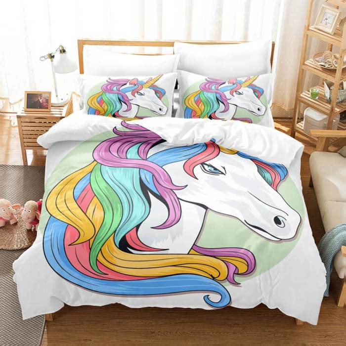 Girls Unicorn Bedding Sets Cosplay Duvet Covers Comforter Bed Sheets