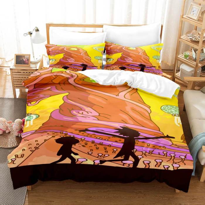 Rick And Morty Cosplay Kids Soft Bedding Sets Duvet Covers Bed Sheets