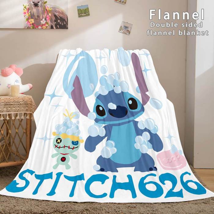 Stitch Blanket Flannel Throw Cosplay Blanket Comforter Sets For Bed