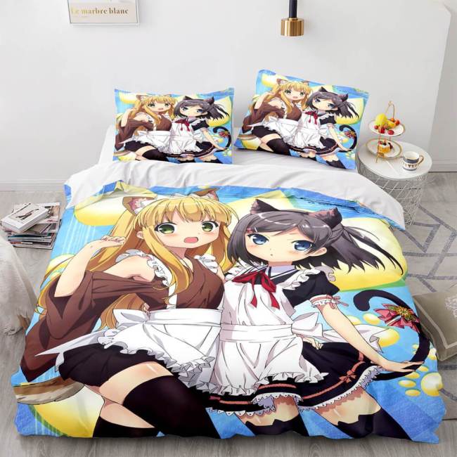 Japan Maid Cute Loli Cosplay Bedding Set Quilt Duvet Covers Bed Sheets
