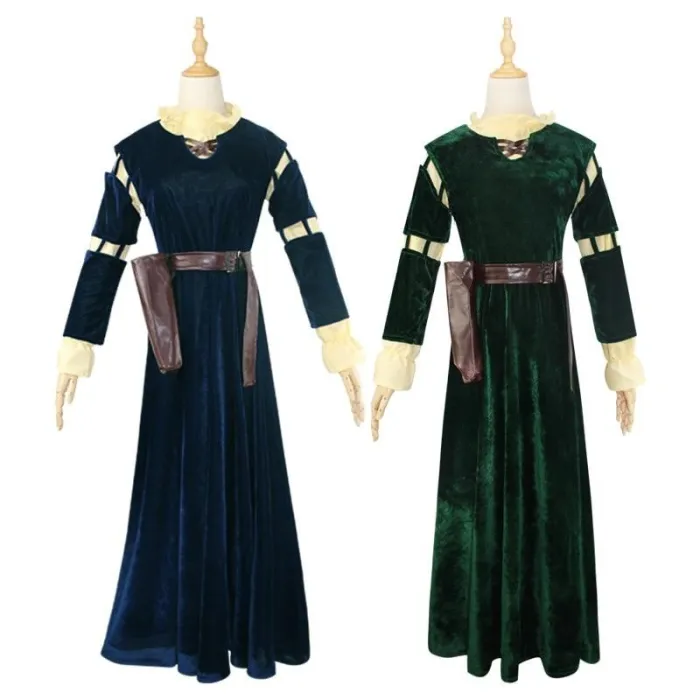 Anime Brave Merida Cosplay Costume Dress Wigs Princess Women Female Adult Dress Halloween Party Stage Costumes