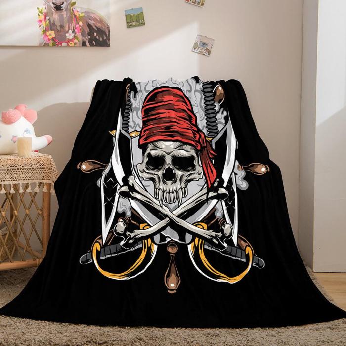 Halloween Horror Skull Flannel Fleece Blanket Skeleton Throw Blanket