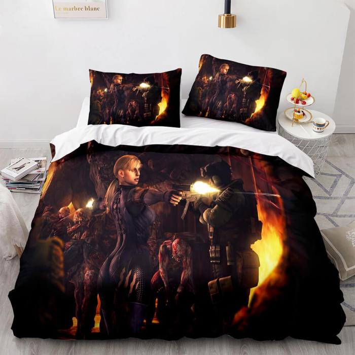 Resident Evil Cosplay Bedding Set Full Duvet Cover Comforter Bed Sheets