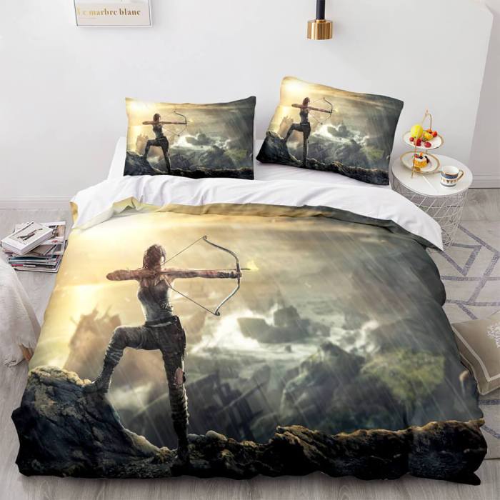 Game Tomb Raider Cosplay 3 Piece Bedding Sets Duvet Covers Bed Sheets