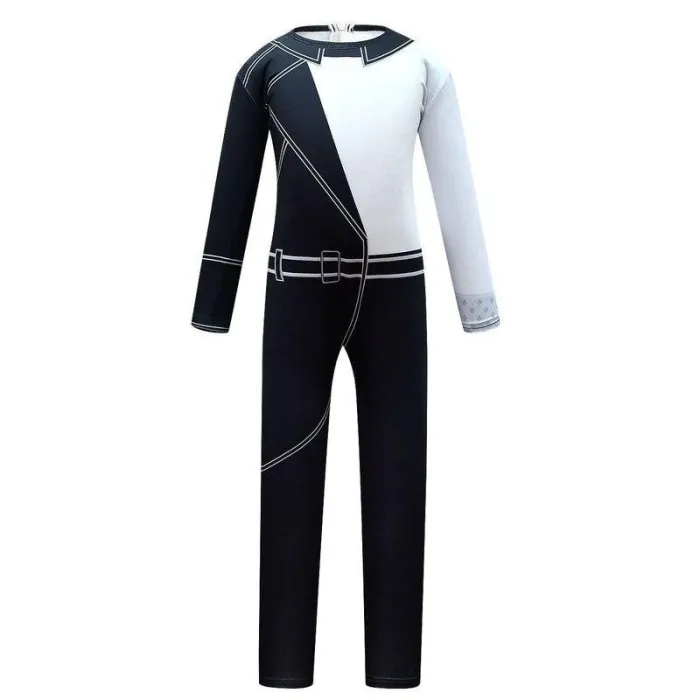 Movie Cruella De Vil Cosplay Costume Kids Black White Maid Jumpsuit Halloween Girls Party Dress With Wig