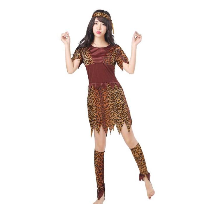 Halloween Kids Leopard Savage Caveman Croods Primitive Sexy Indian With Headwear Costume Carnival For Adult Men Women