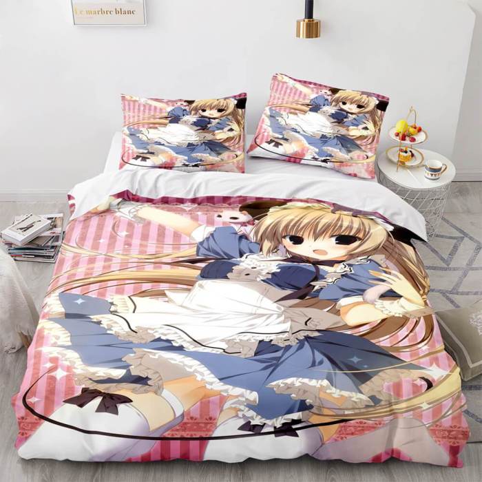 Japan Maid Cute Loli Cosplay Bedding Set Quilt Duvet Covers Bed Sheets