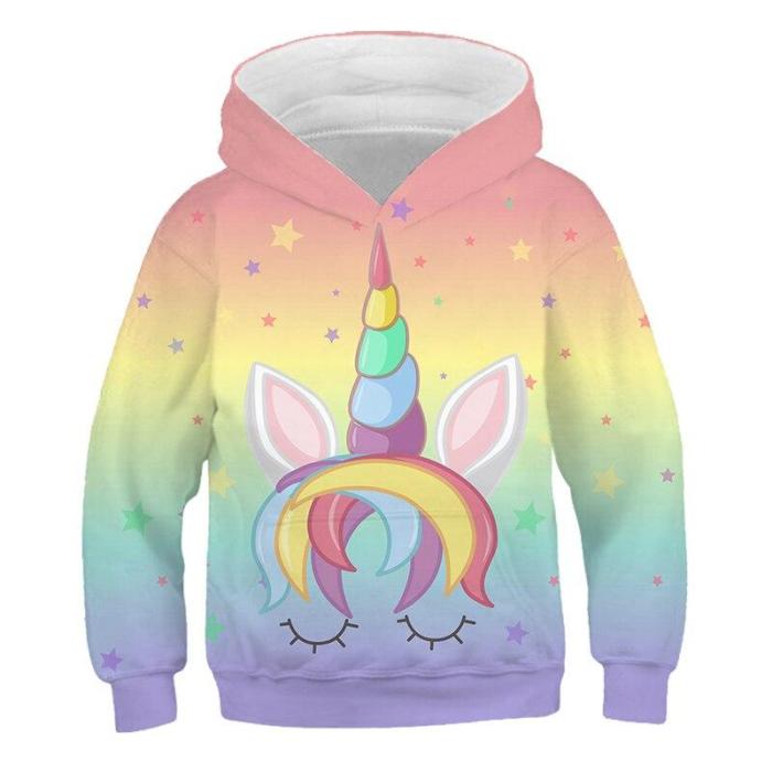 Kids Hoodies Unicorn 3D Printed Girls Sweatshirt Lovely Boys Tops Long Sleeve Sweater Cute Children Clothes  4T-14T Kids H