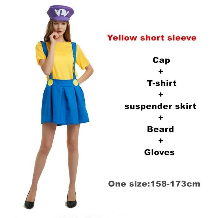 Adult Halloween Super Mario Cosplay Costumes Children Family Funy Luigi Bros Plumber Purim Costume Fancy Dress Christmas Party