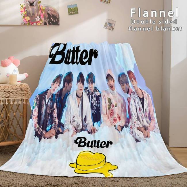 Kpop Bts Butter Bangtan Boys Cosplay Flannel Blanket Comforter Bed Sets
