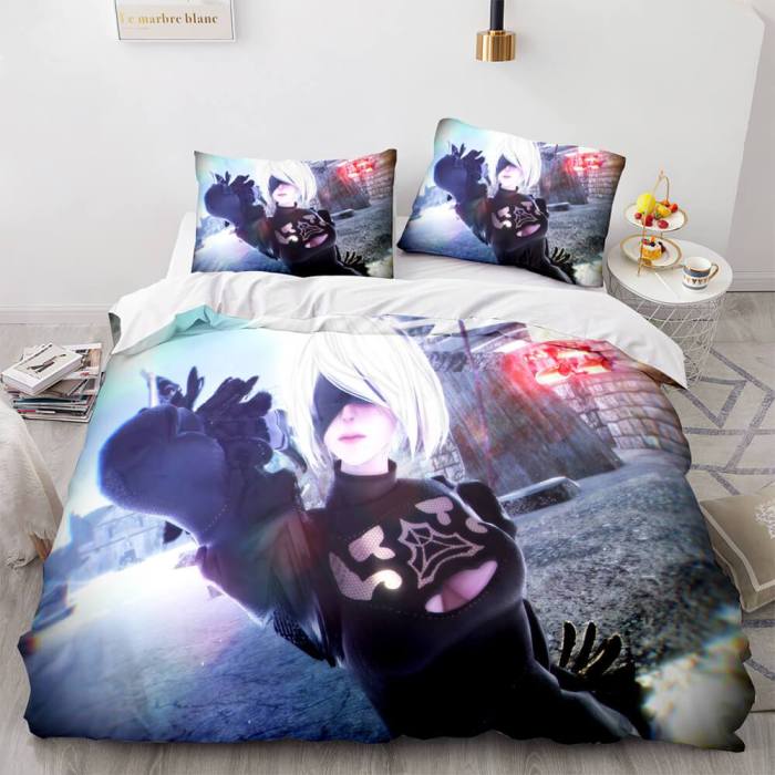 Game Nier Automata Cosplay 3 Piece Bedding Set Duvet Covers Bed Sheets