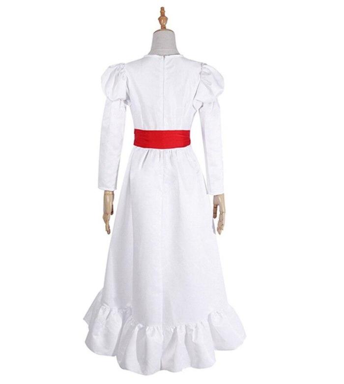 Movie Annabel Cosplay Costume Halloween White Dress For Women Kids Adult Halloween Costume And Wig Horror Conjurining