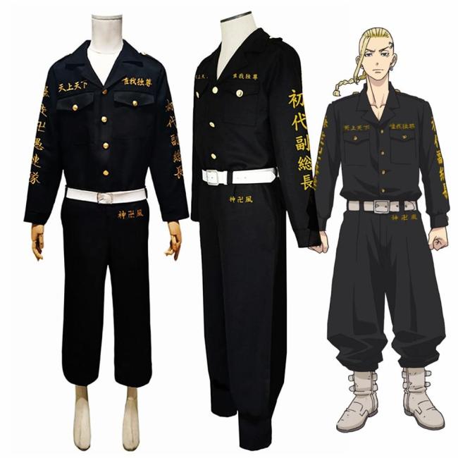 Anime Tokyo Revengers Ken Ryuguji Tokyo Manji Gang Cosplay Costume Black Shirt Pants Uniform