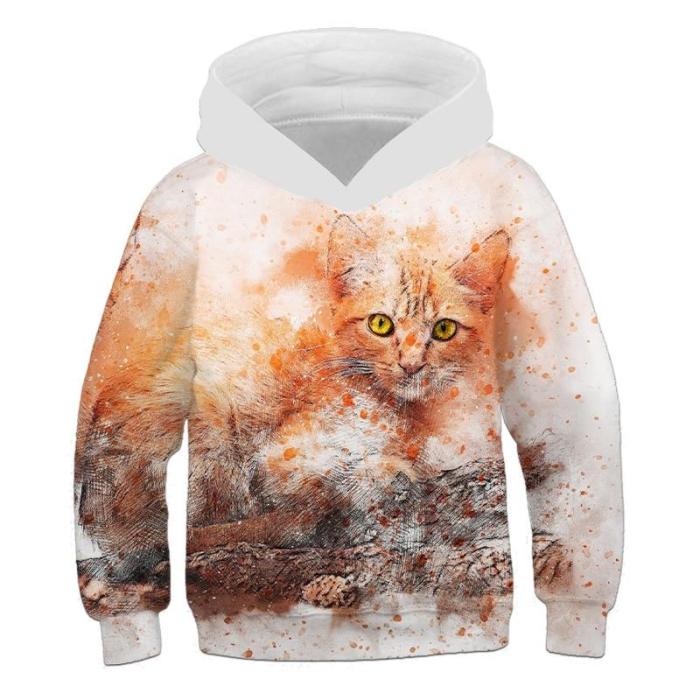 Kids Lovely Animal Cat 3D Print Hoodies Cartoon Children Clothing Boys Girls Hoodie Sweatshirts Long Sleeve Pullovers 4T-14T